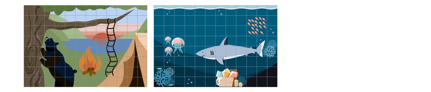 Weavly's camping trip background and deep ocean's background